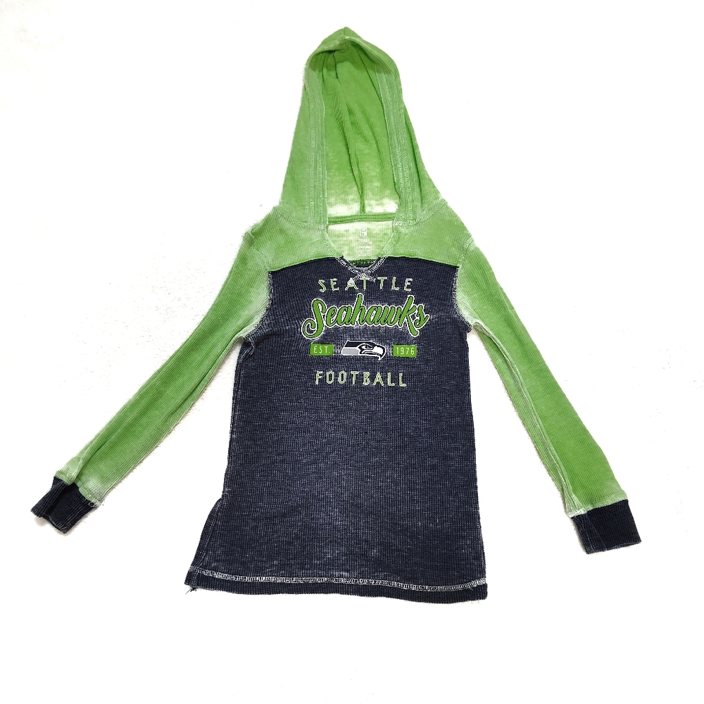 Little girl's Seattle Seahawks pullover hoodie size 6X, very sheer.